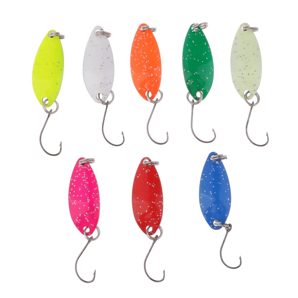 8 Pieces Fishing Lure Bait Metal Hard Baits Fishing Spoon Lure Colorful Tool