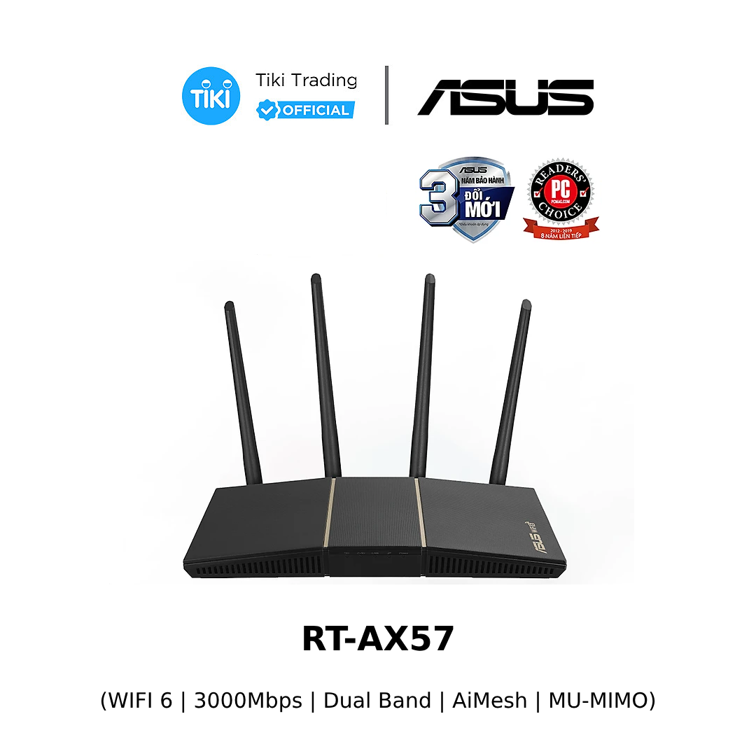 Bộ Phát Wifi- Router Wifi ASUS RT-AX57 AX3000 Dual Band WiFi 6 Router -Hàng Chính Hãng