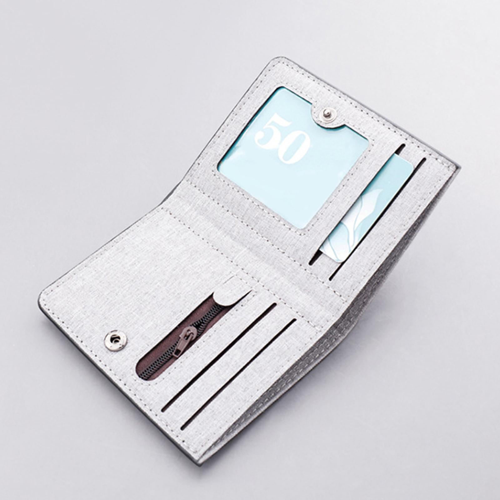 Men Canvas Wallet Short Money Holder Credit  Holder   Foldable Vertical Bifold