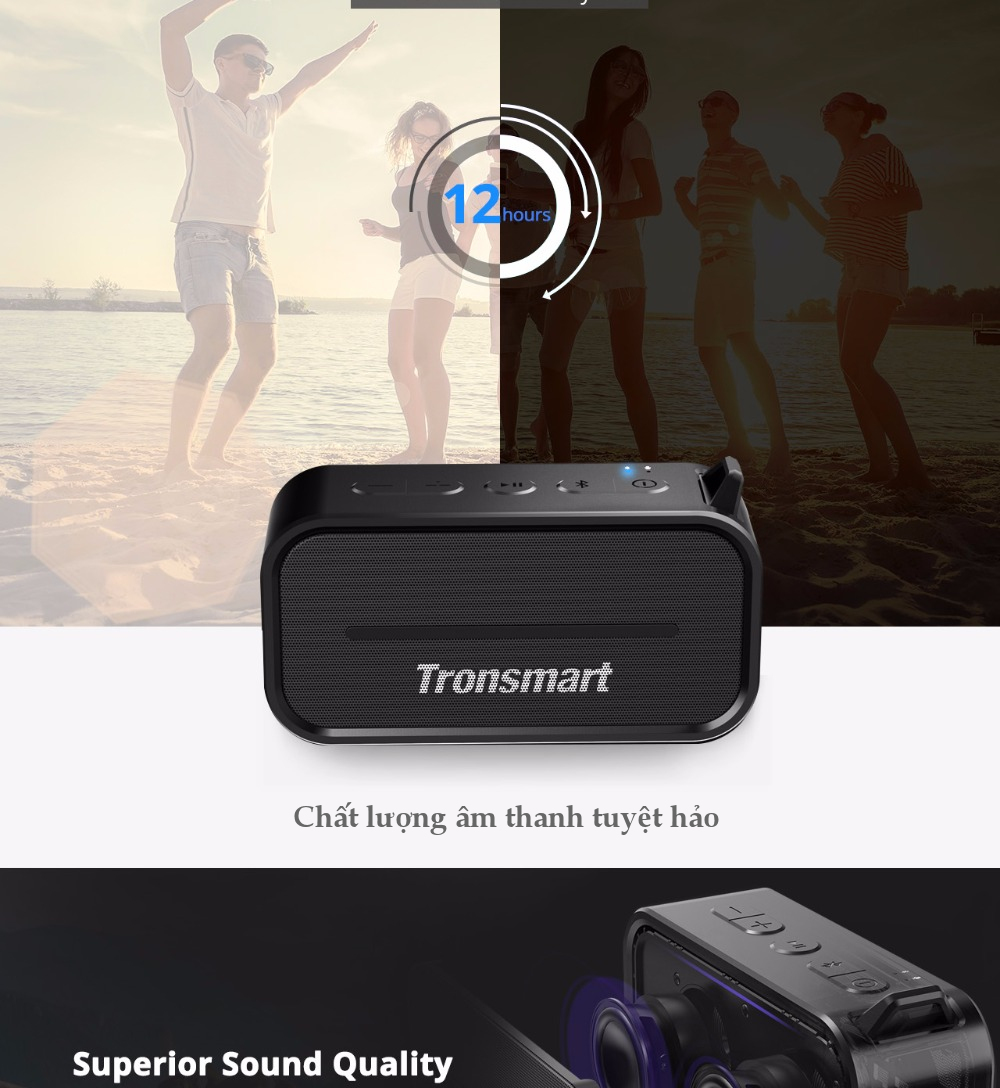 Loa Bluetooth 4.2 ngoài trời chống thấm nước 10W Tronsmart Element T2 - TM-231403 - Hàng Chính Hãng