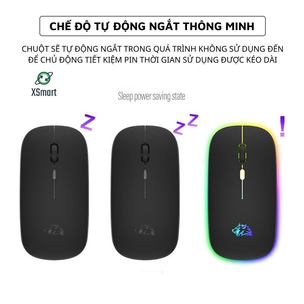 Chuột Không Dây Máy Tính XSmart A2Pro Có Led Đổi Màu Pin Sạc Dùng Văn Phòng, Chơi Game, Làm Việc Cực Chất - Hàng Chính Hãng