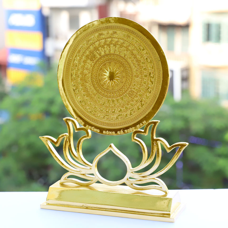Mặt Trống Đồng Đông Sơn mạ vàng 24K - Quà tặng Trống Đồng cao cấp