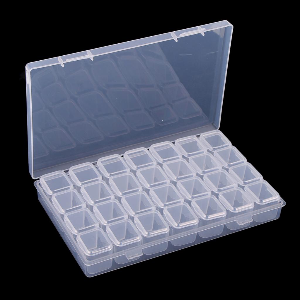 16x 28Grid Clear Beads Box Small Items Container For Makeup Organizer