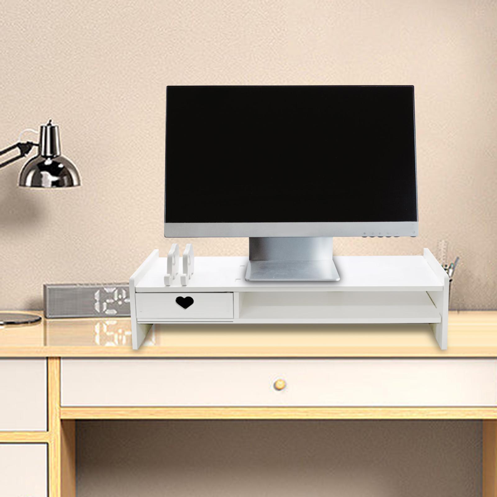 Monitor Stand Riser, Laptop Stand Computer Shelf Holder with Storage Drawer Desktop Stand Storage Organizer for PC, Printer