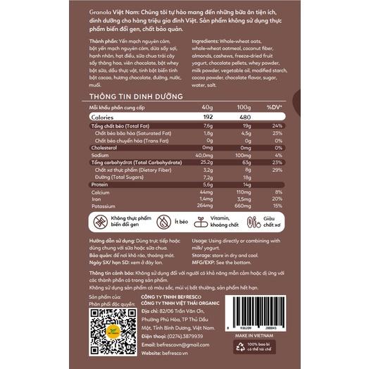 Ngũ Cốc Ăn Kiêng Granola Vị Chocolate 300g Befresco