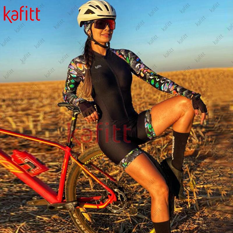 Kafitt mùa đông phong cách mới tay dài họa tiết bướm nữ áo đi xe đạp co giãn bó sát quần áo đua áo liền quần Color: kafitt20-746-2 Size: XXS