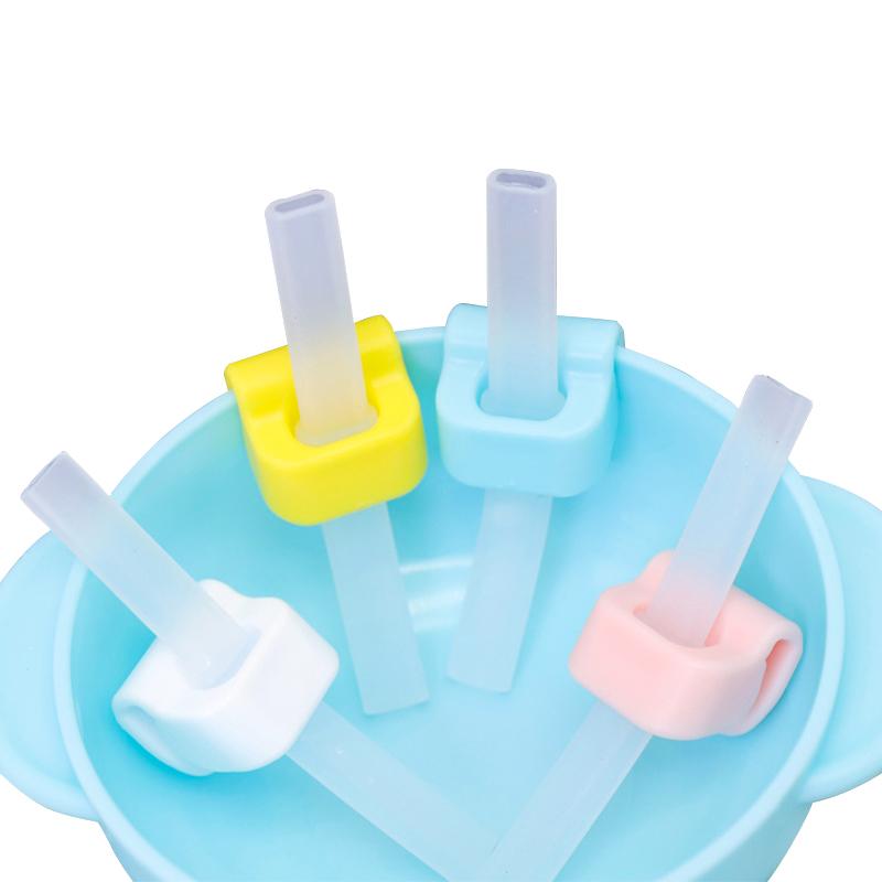 4 Cái/bộ Bé Bộ Đồ Ăn Thực Phẩm Silicon Cao Cấp Trẻ Em Bát Ăn + Thìa + Ống Hút + Nắp Đậy Hút Không trượt Tập Đi Đào Tạo Dụng Cụ