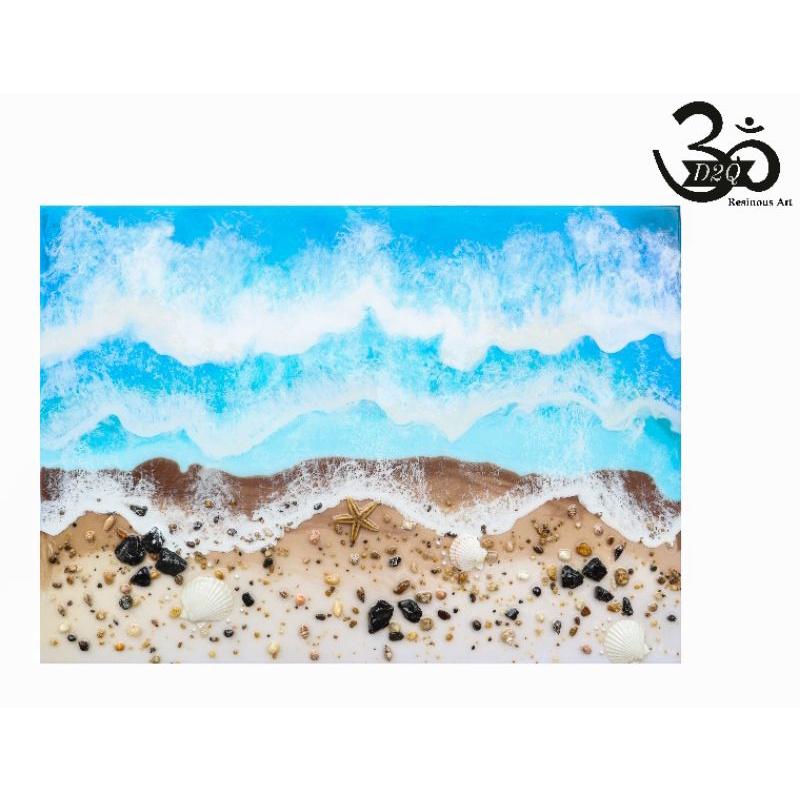 Tranh  Epoxy Resin bãi biển tranh tráng gương tranh treo phòng khách quà tặng sếp  quà tân gia quà 20/10 quà 8/3