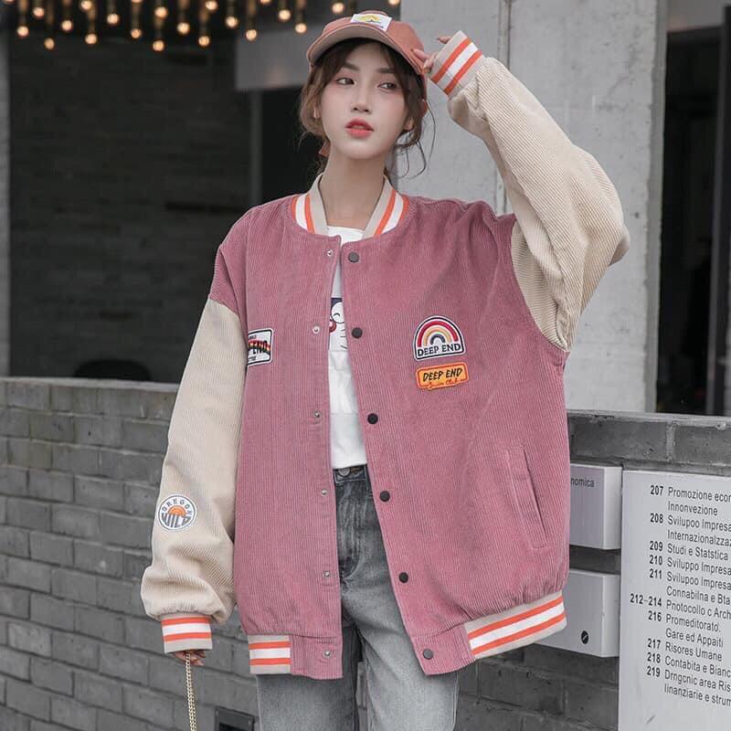  Áo Bomber Jacket DEEP END Nhiều Màu Khuy Bấm Dáng Rộng Unisex Thu Đông