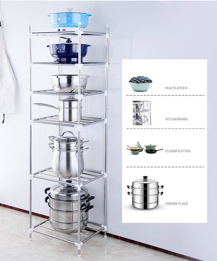Kệ để xoong nồi 5 tầng inox lắp ráp kích thước 42x35x112cm hàng cao cấp