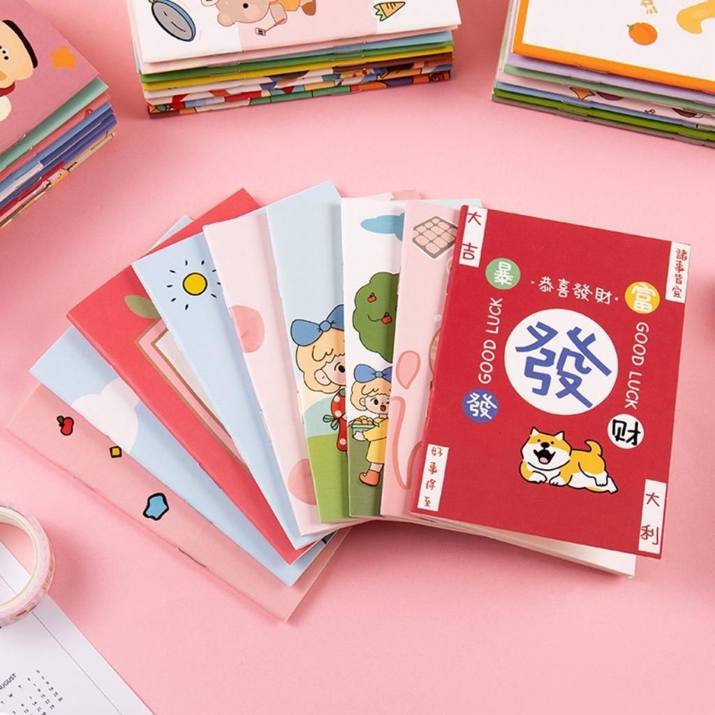 Sổ Tay Ghi Chú Giấy Kẻ Ly Tiện Lợi Bìa Dễ Thương Giá Rẻ Kích Thước 12x8cm 32 Trang Bỏ Túi Dễ Dàng
