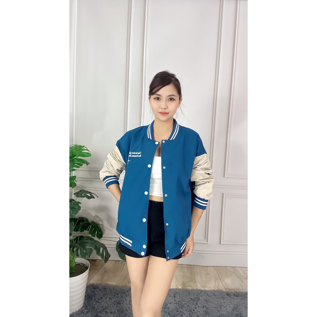 Áo Bomber Gió Nữ Phối Sọc Tay Bo Dáng Lỡ 4 Màu 2 Size G252