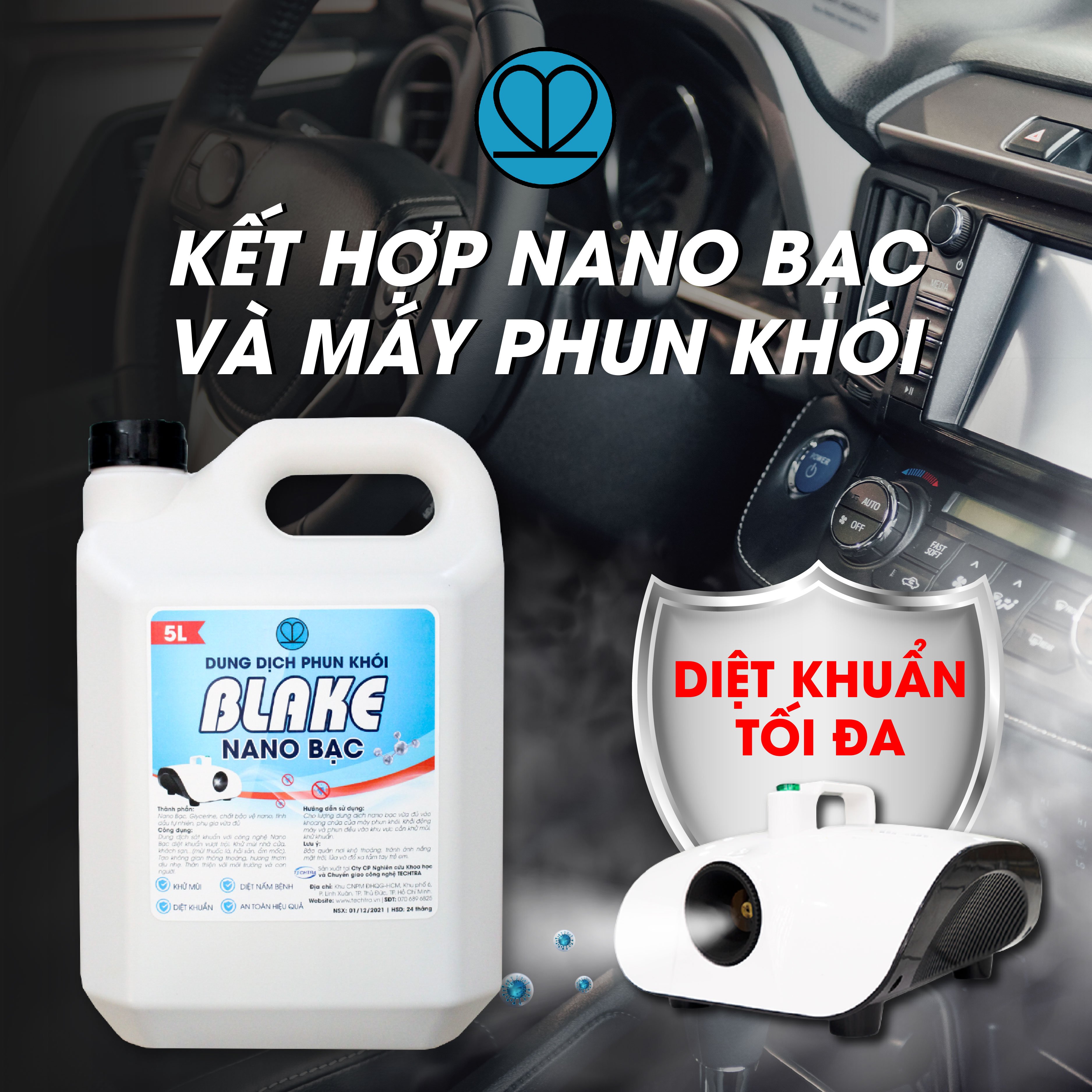 NANO BẠC DIỆT KHUẨN CHUYÊN DỤNG CHO MÁY TẠO KHÓI BLAKE - Khử mùi ô tô, nhà cửa, nội thất