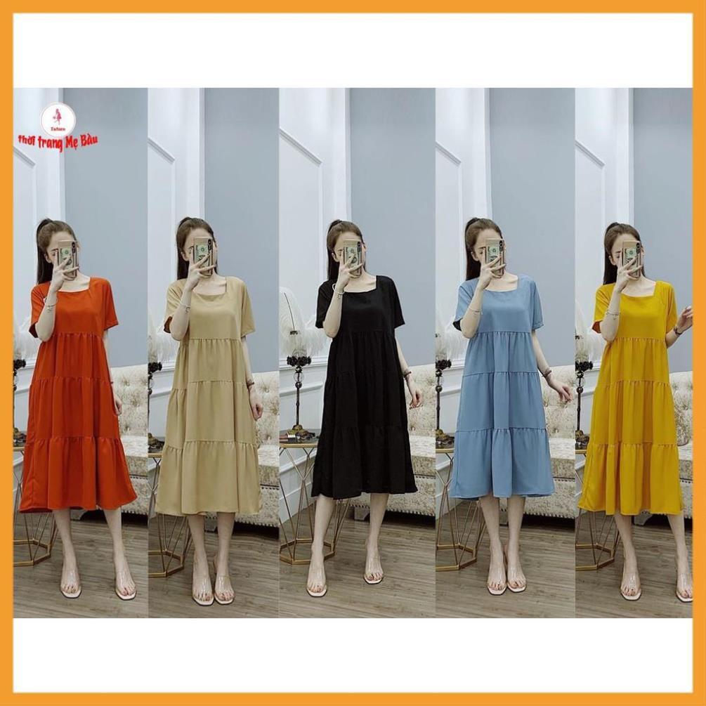 Váy bầu thiết kế baby cổ vuông ( ảnh thật) (shop Tatoco