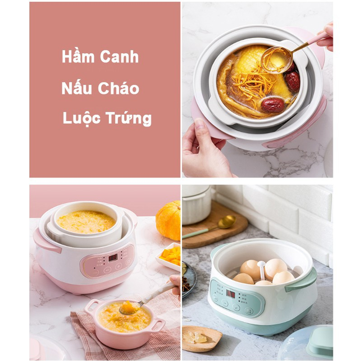 Nồi Nấu Cháo Chậm, Nồi Chưng Yến, Hầm Cách Thủy 2 Lít [Hàng Nhập Khẩu