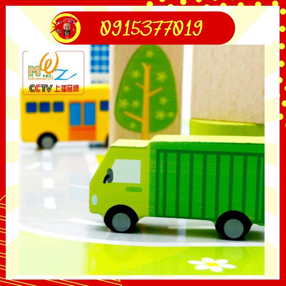 Đồ chơi lắp ráp ghép mô hình giao thông thành phố 62 chi tiết bằng gỗ