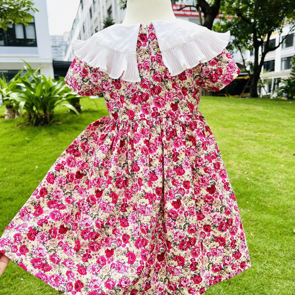 Váy bé gái, đầm bé gái hoa nhí chất thô mềm mại sang chảnh cho bé gái tại Mom's Choice