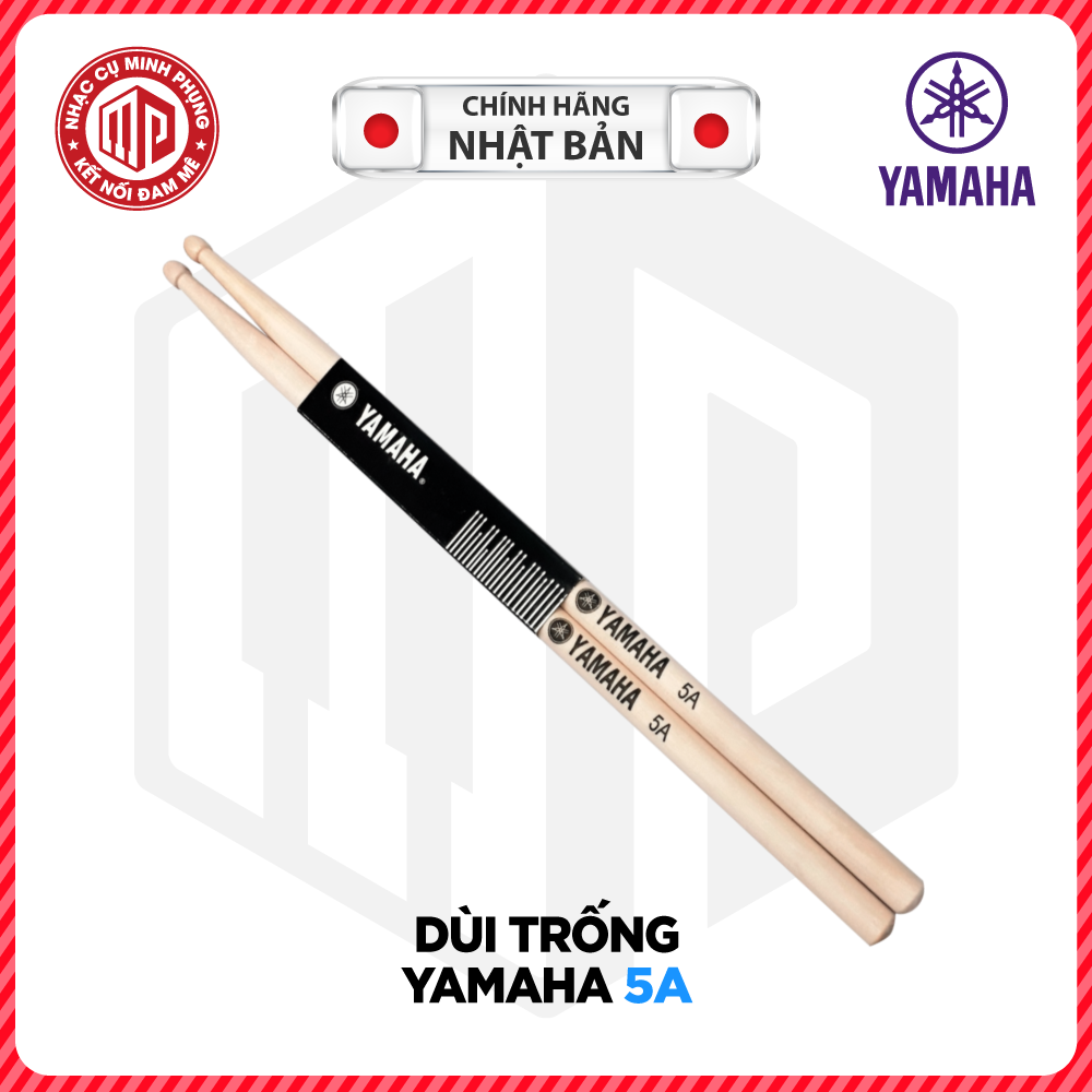 Bộ dùi trống/ Drumsticks/ Drumstick - Yamaha 5A - Gỗ Phong/ Chi Phong/ Chi Thích - Màu gỗ tự nhiên - Hàng chính hãng