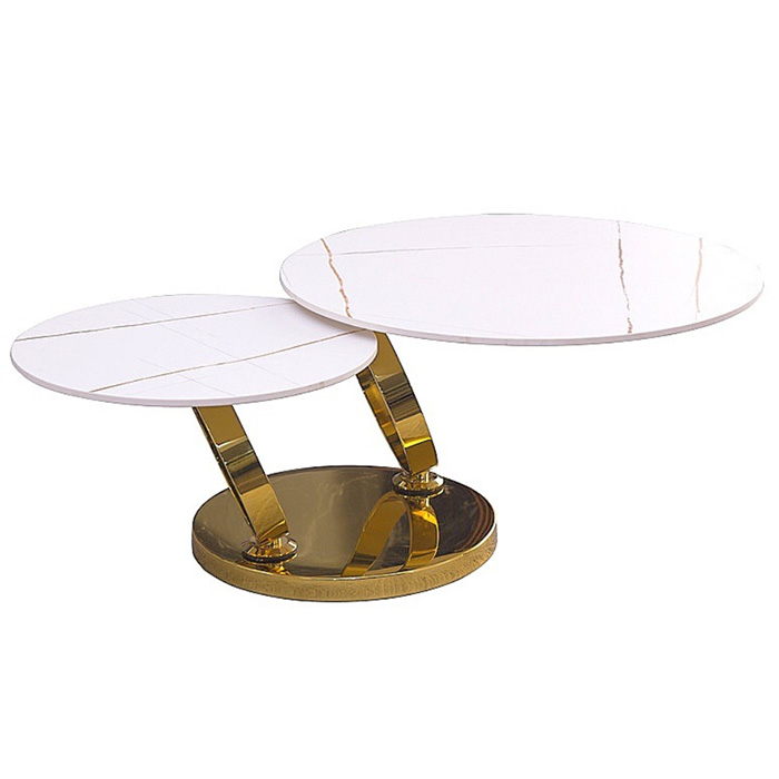 Bàn trà bàn sofa cặp đôi mặt đá phiến xoay 360 độ chân mạ vàng gold sang trọng TS GALAXY B-08E ở HCM