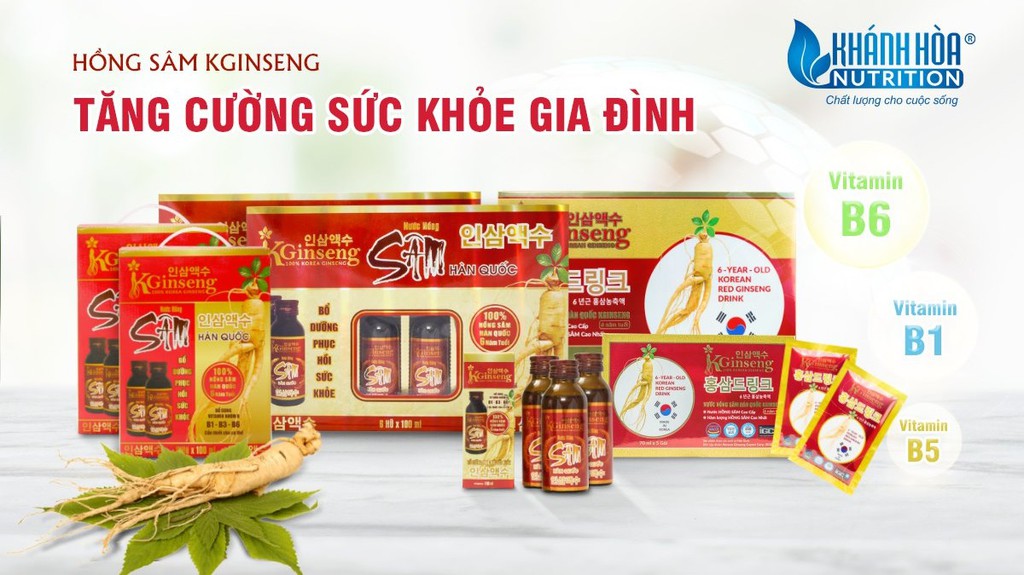 Hộp 8 Lọ Nước Hồng Sâm Hàn Quốc 6 Năm Tuổi Kginseng – Khánh Hòa Nutrition – Xách 8 lọ x 100ml