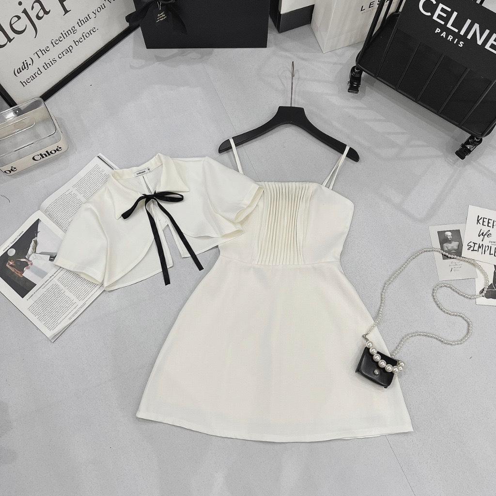 VÁY ĐI TIỆC, VÁY 2S XÒE CÚP NGỰC KÈM KHOÁC SIÊU HOT