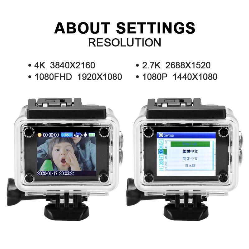 Máy ảnh hành động H9 Ultra HD 4K 1080p Điều khiển từ xa máy ảnh thể thao ngoài trời