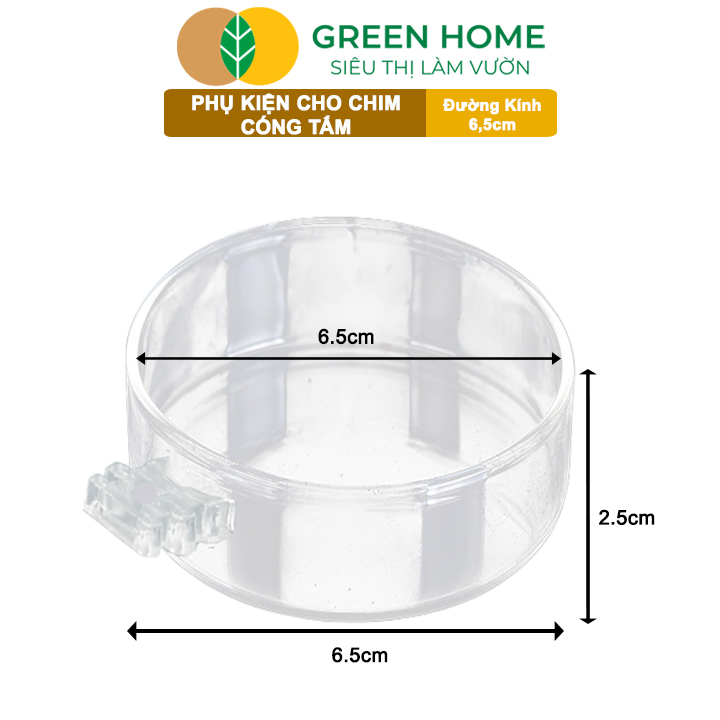 Cóng Tắm Cho Chim GreenHome, Nhựa Mica, Cho Chim Hút Mật, Khuyên, Chòe Đất, Yến,.. Siêu Bền, Nhỏ Gọn