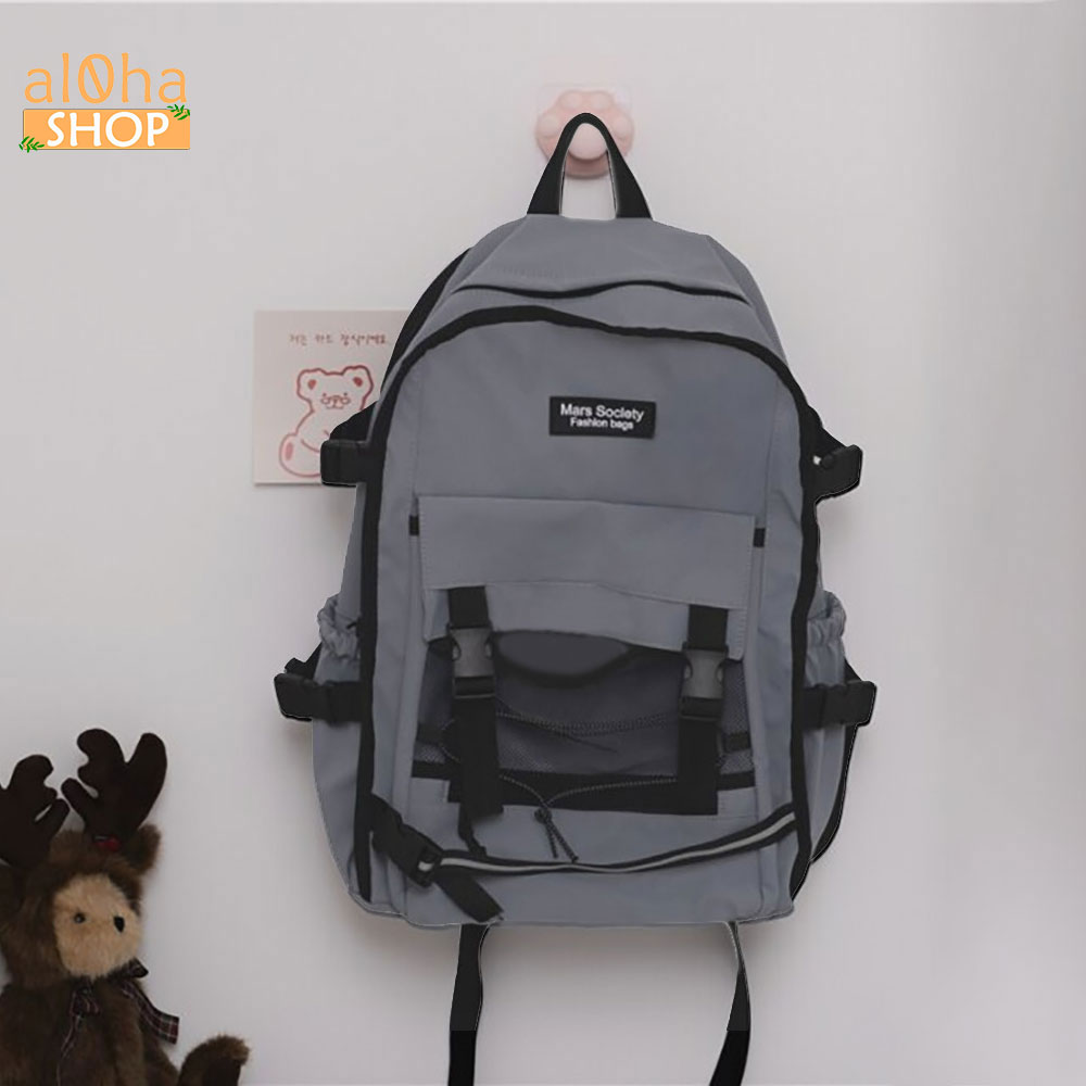 Balo - cặp sách B0171 Mars Society Ulzzang nhiều ngăn đi học, đi làm, du lịch, đựng laptop Unisex nam nữ - al0ha Shop