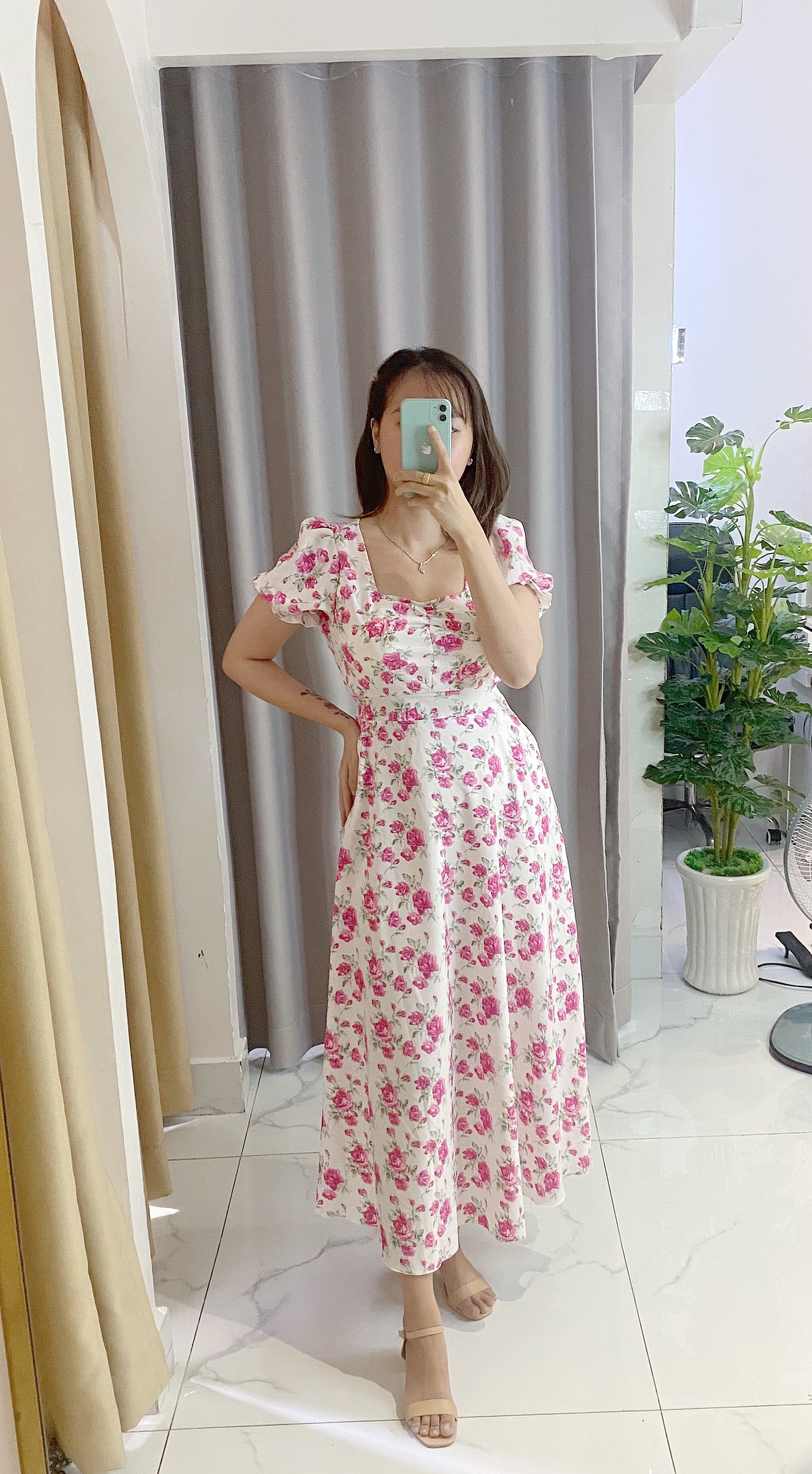 Váy đầm nữ đi chơi dáng dài, váy maxi co mút ngực va túi, chất lụa mát không nhăng V010