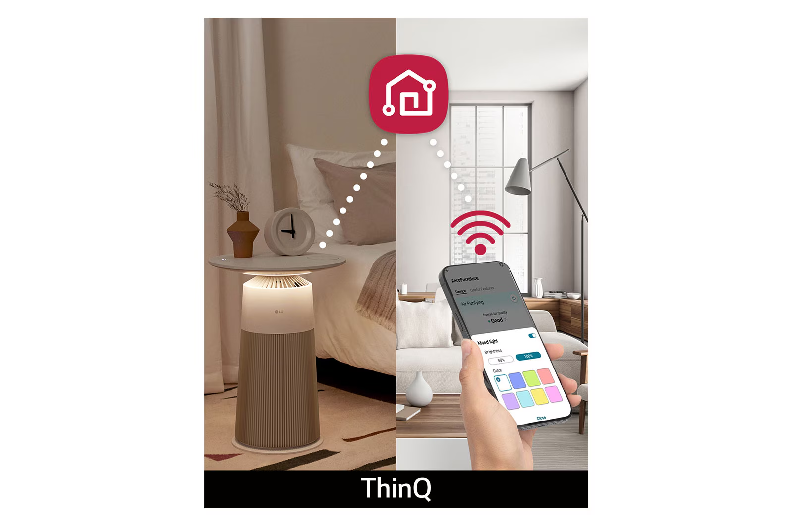 [Chỉ giao Miền Bắc/Nam] Máy lọc khí LG PuriCare AeroFurniture Công nghệ UV nano Màu trắng - AS20GPWU0.ABAE - Hàng Chính Hãng