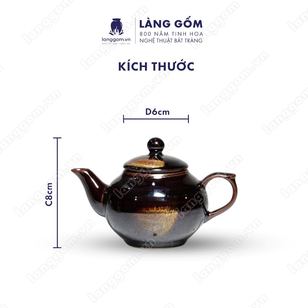 Bộ ấm chén Men hỏa biến hồng - Gốm sứ Bát Tràng - Làng Gốm