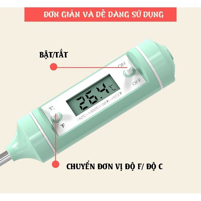 Nhiệt Kế Điện Tử Đa Năng- Đo Nhiệt Độ Nước, Đo Nhiệt Độ Sữa, Thức Ăn Cho Bé