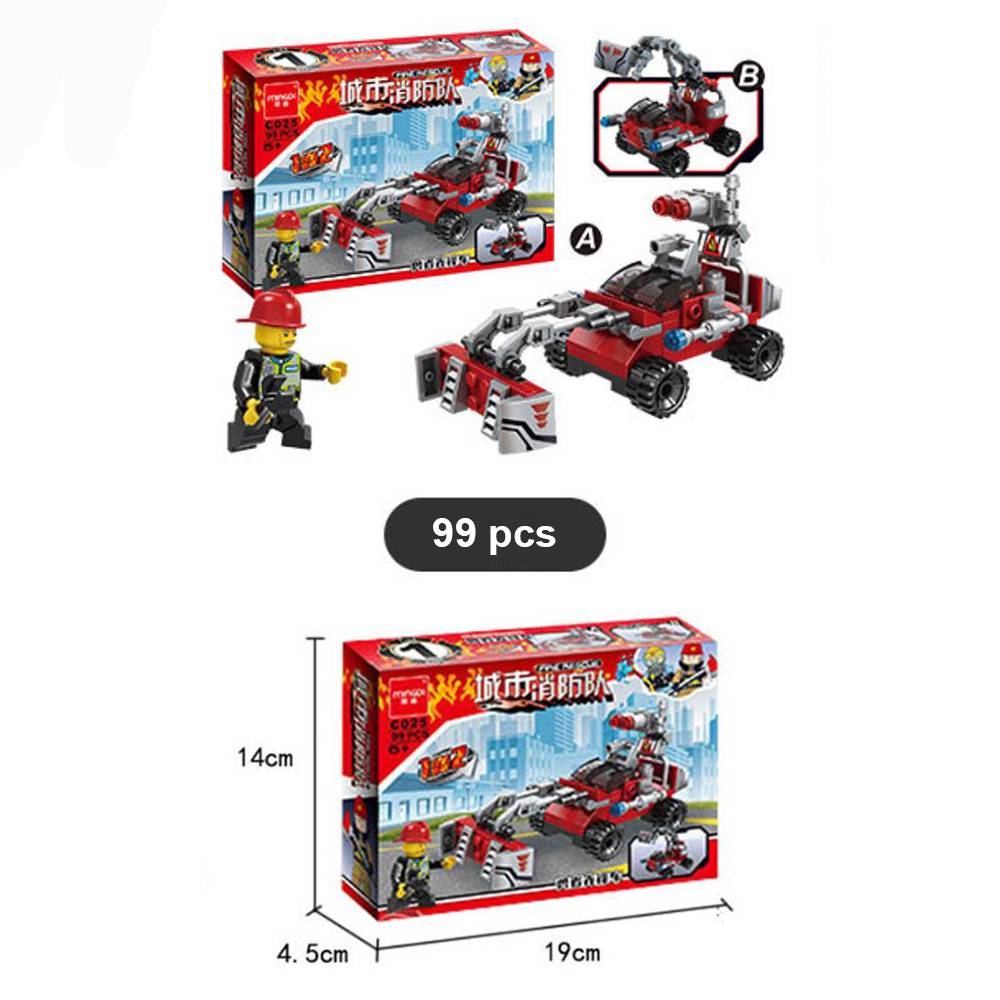 Đồ chơi lắp ráp mô hình toa xe cứu hỏa 8in1 loại lớn
