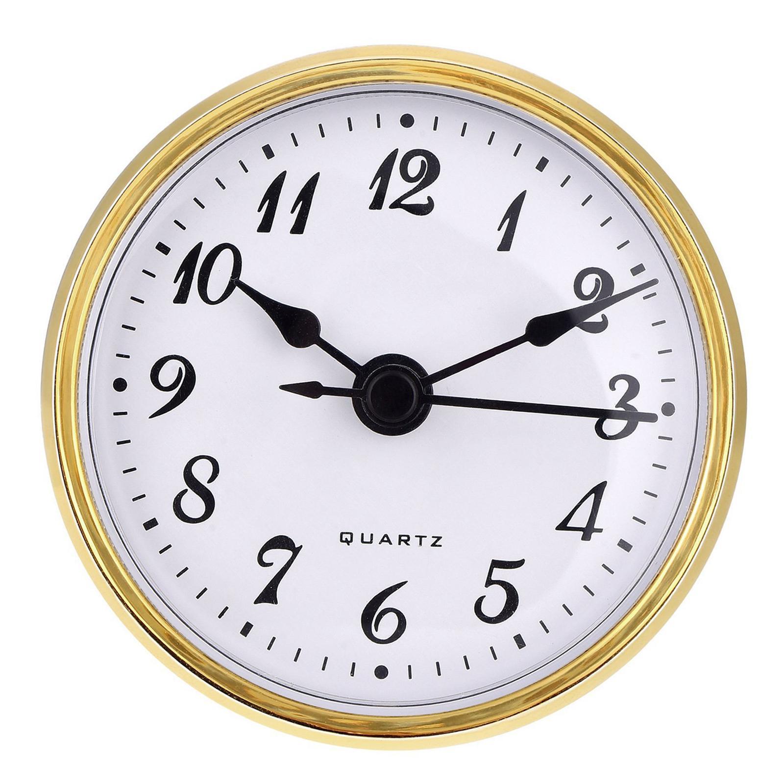 70mm Clock Insert Gold Rim White Dial Round  Movement Battery Operated