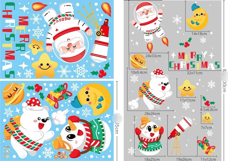 Decal Dán Kính Trang Trí Noel Hít Tĩnh Điện ( ko cần keo ) AMJ053