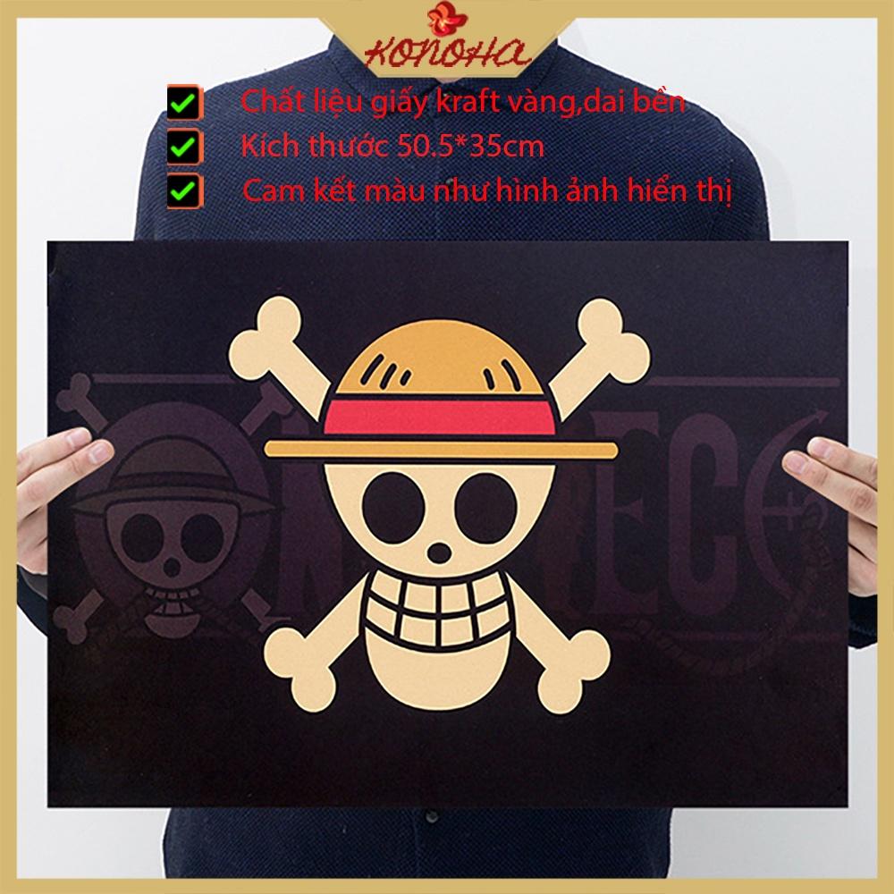 Tranh giấy tấm áp phích poster trang trí về hoạt hình onepice in họa tiết logo đầu lây luffy KONOHA