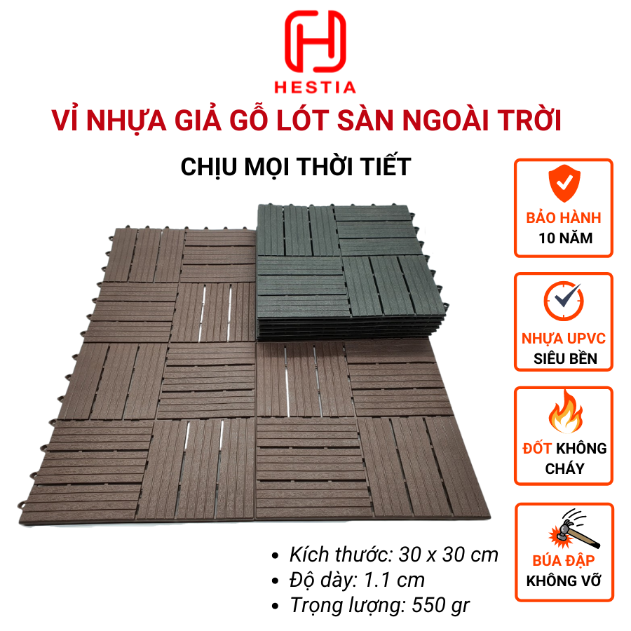 COMBO11 Tấm lát sàn 12 NAN 3T - Chống trơn trượt ban công, bể bơi, sân thượng, sân vườn