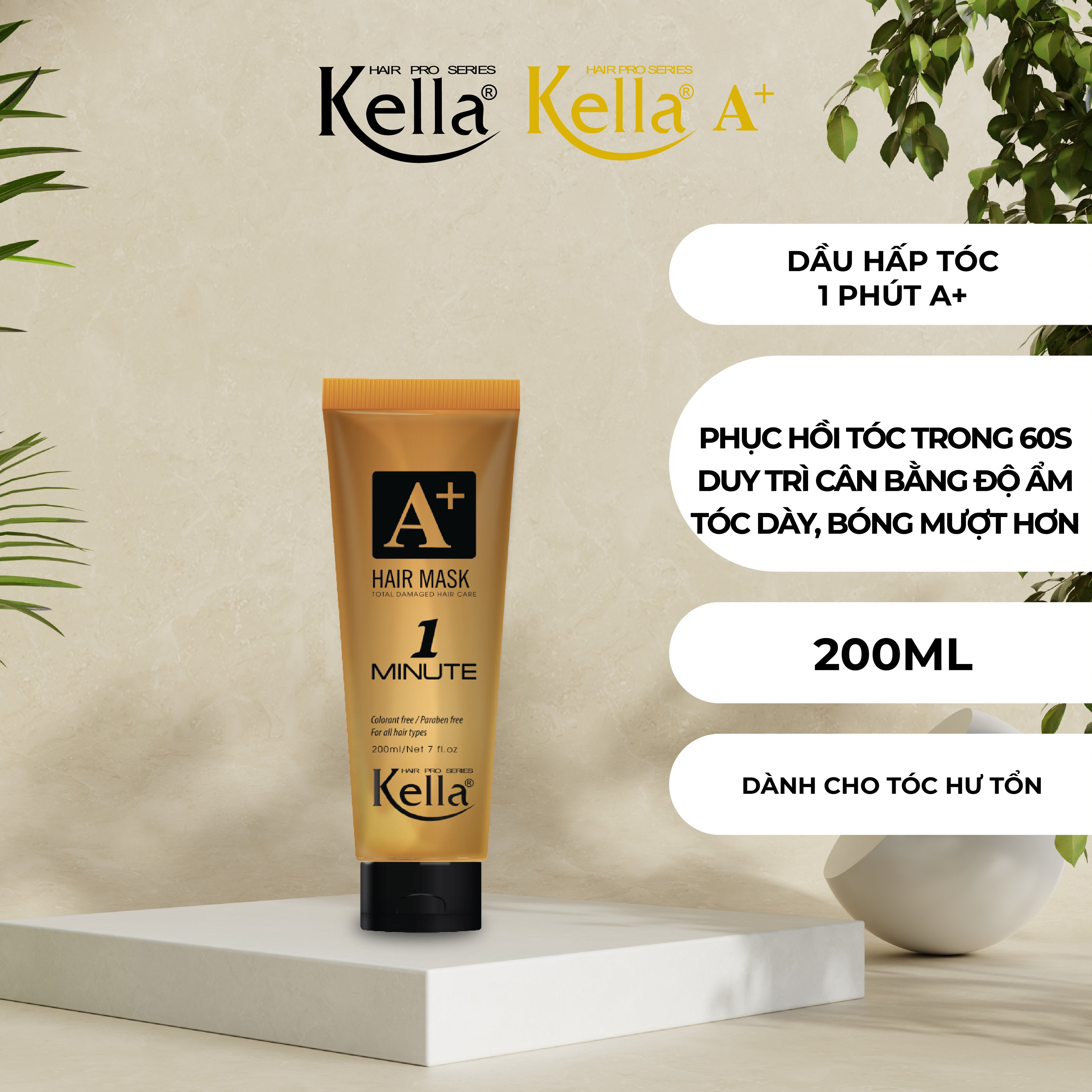 Dầu hấp tóc 1 phút Kella Premium A+ (Tuýp 200ml)