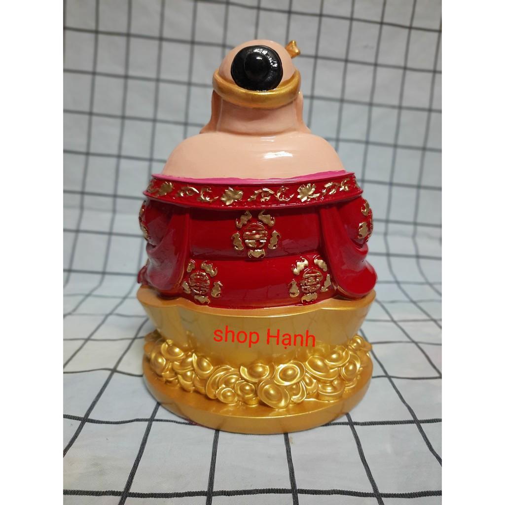 Ông Địa Thần Tài áo đỏ ngồi thỏi vàng đế tròn