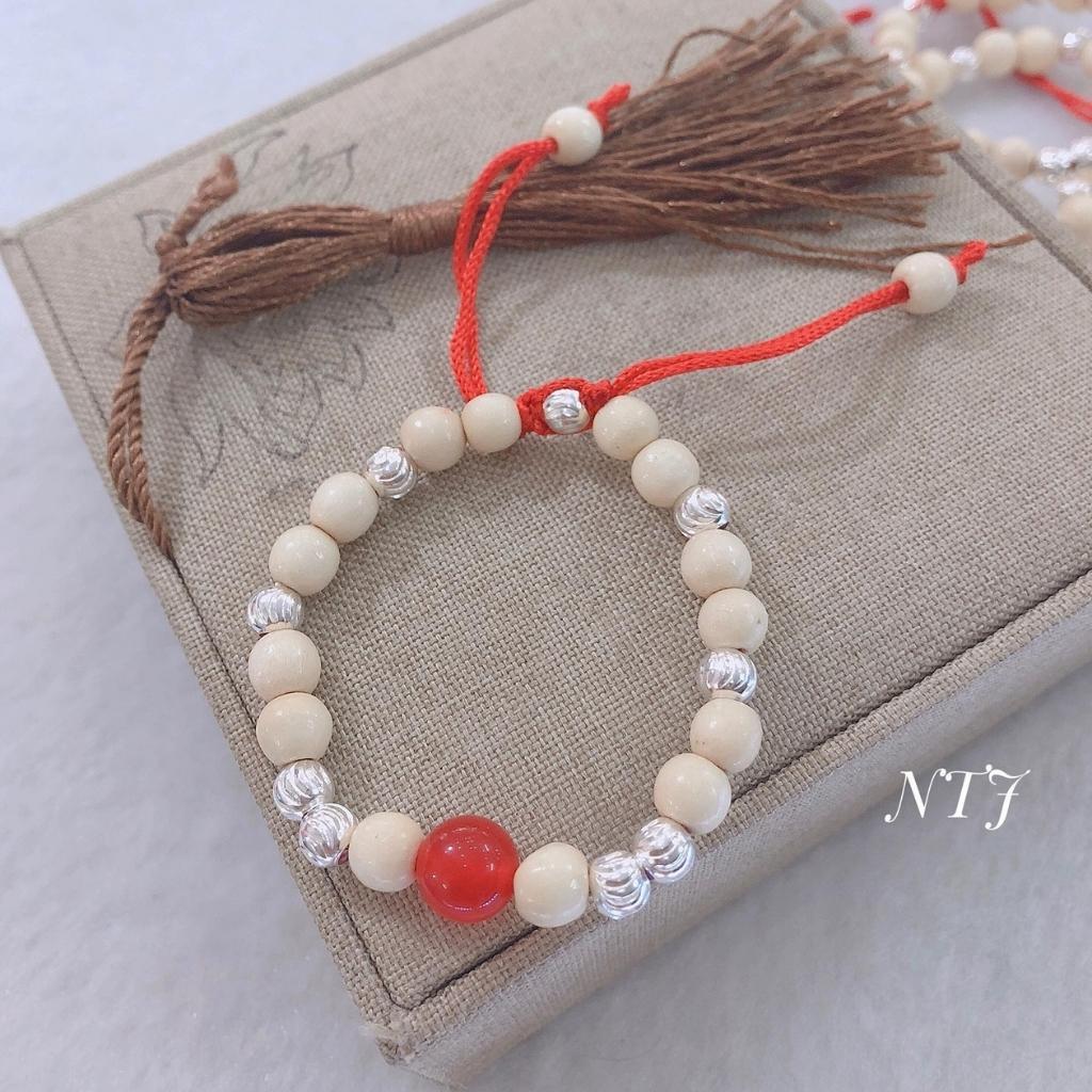 Vòng dâu tằm bi bạc đá phong thủy cho bé, người lớn đều đeo được, trang sức Anchi jewelry