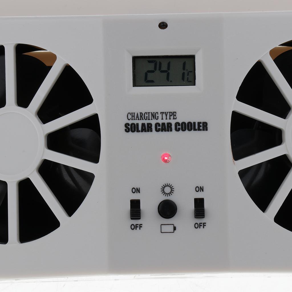 Plug and Solar Dual Fan Window Air Vent Cooler Windshield black