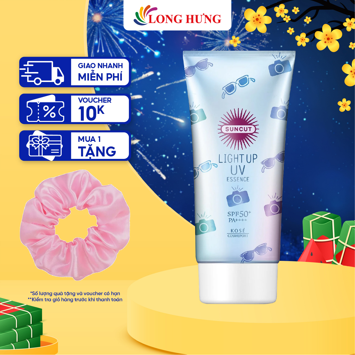 Kem chống nắng nâng tone Kosé Suncut Tone Up UV Essence Pink Flamingo SPF50+ PA++++ giúp bảo vệ da (80g) - Hàng chính hãng