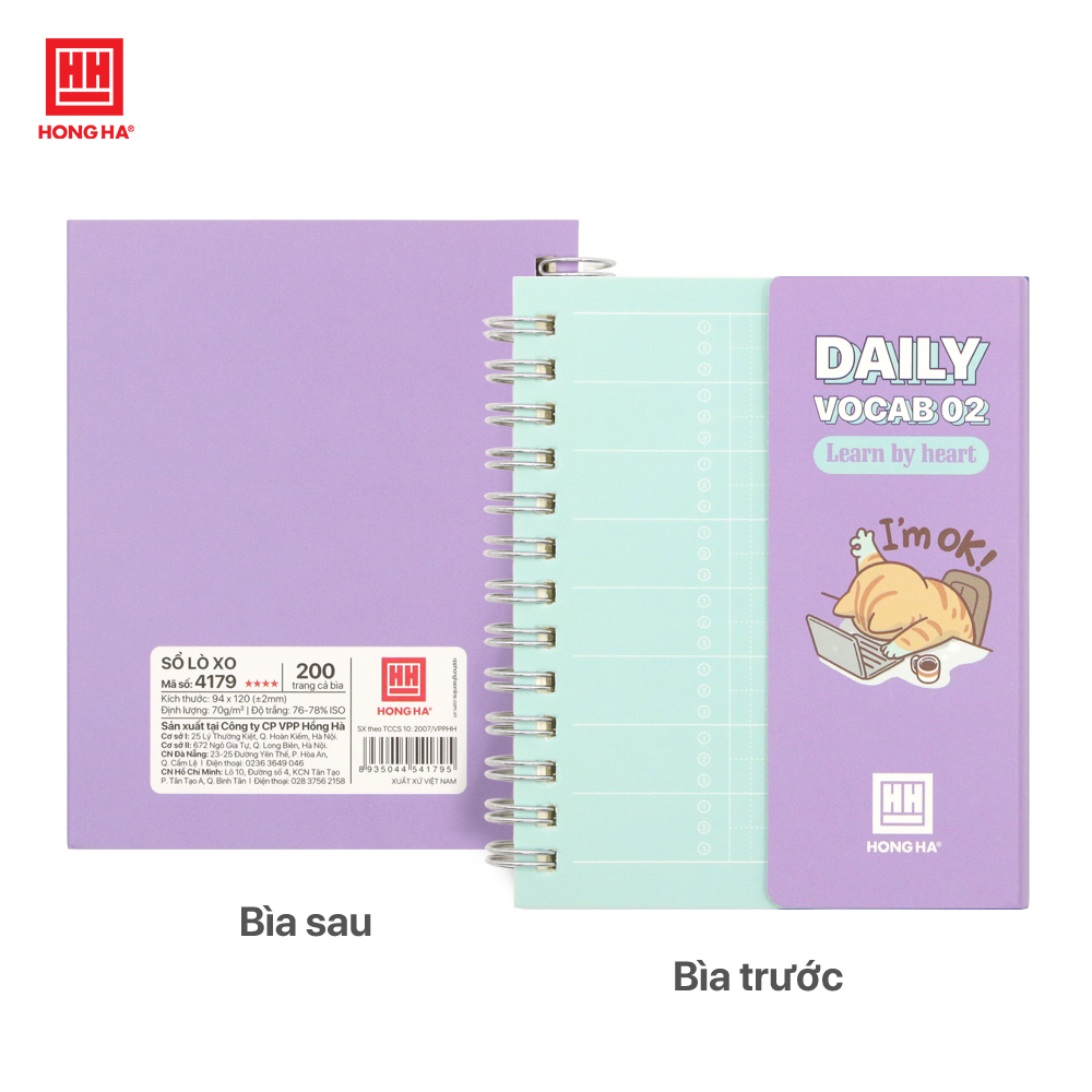 Sổ tay lò xo ghi chép học từ vựng Daily Vocab 02 Hồng Hà 200 trang - 4179