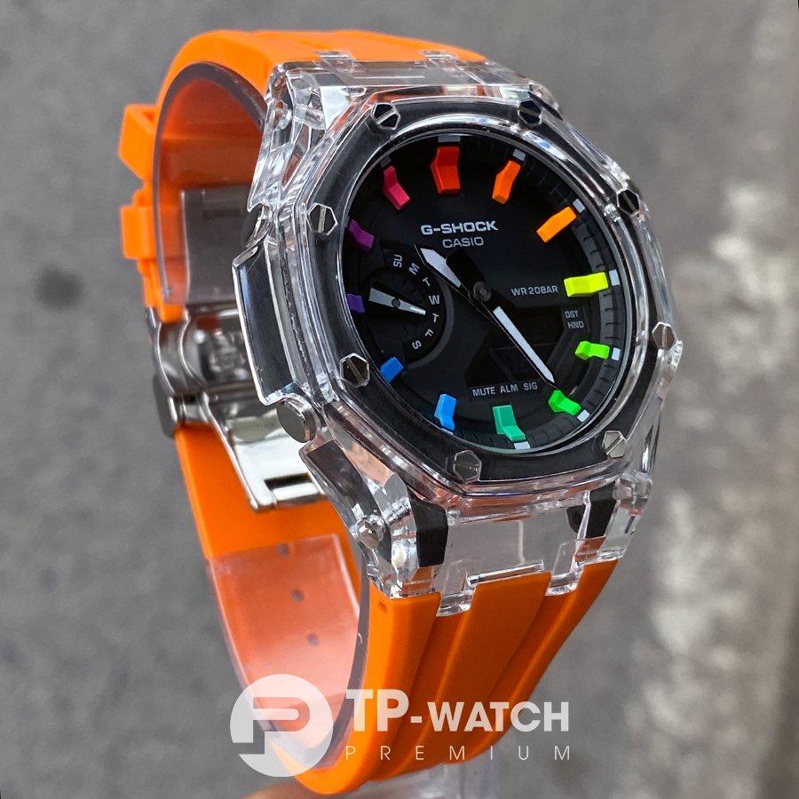 Đồng Hồ Nam Dây Nhựa Casio G-Shock GA-2100SKE-7A AP Custom Skeleton Orange x Rainbow Royal Oak
