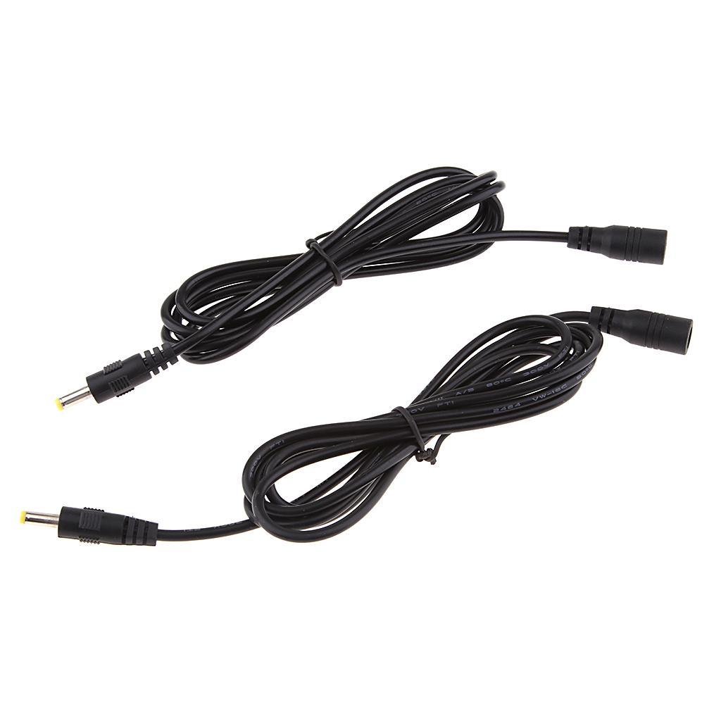 2Pcs DC Power Adapter Cable 4.0x1.7mm Female  to Male Plug for CCTV 1.5M