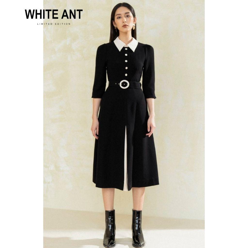 Đầm Thiết Kế Dáng Xòe Nữ WHITE ANT FRELY DRESS Tay Lửng Cổ Sơ Mi Kèm Cúc Bọc, Chất Liệu Vải Siêu Mềm Mịn 122932001