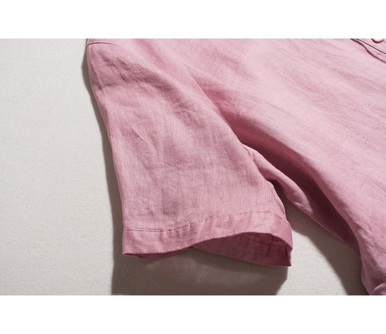 Đầm suông dáng babydoll ngắn tay thiết kế cổ sen mềm mại vải Linen thô cao cấp da158