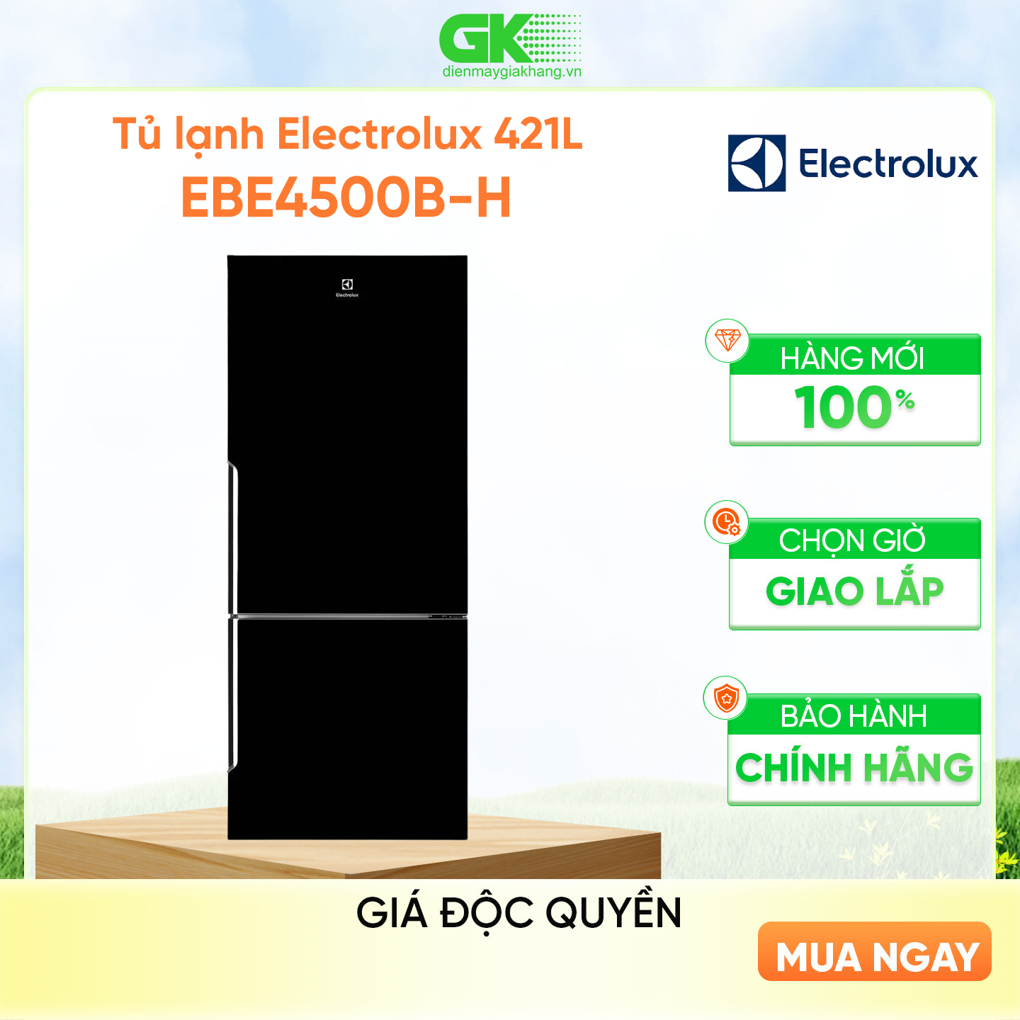 Tủ lạnh Electrolux 421 lít EBE4500B-H - HÀNG CHÍNH HÃNG