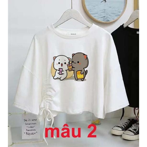 Áo croptop rút dây các hình thú đáng iu