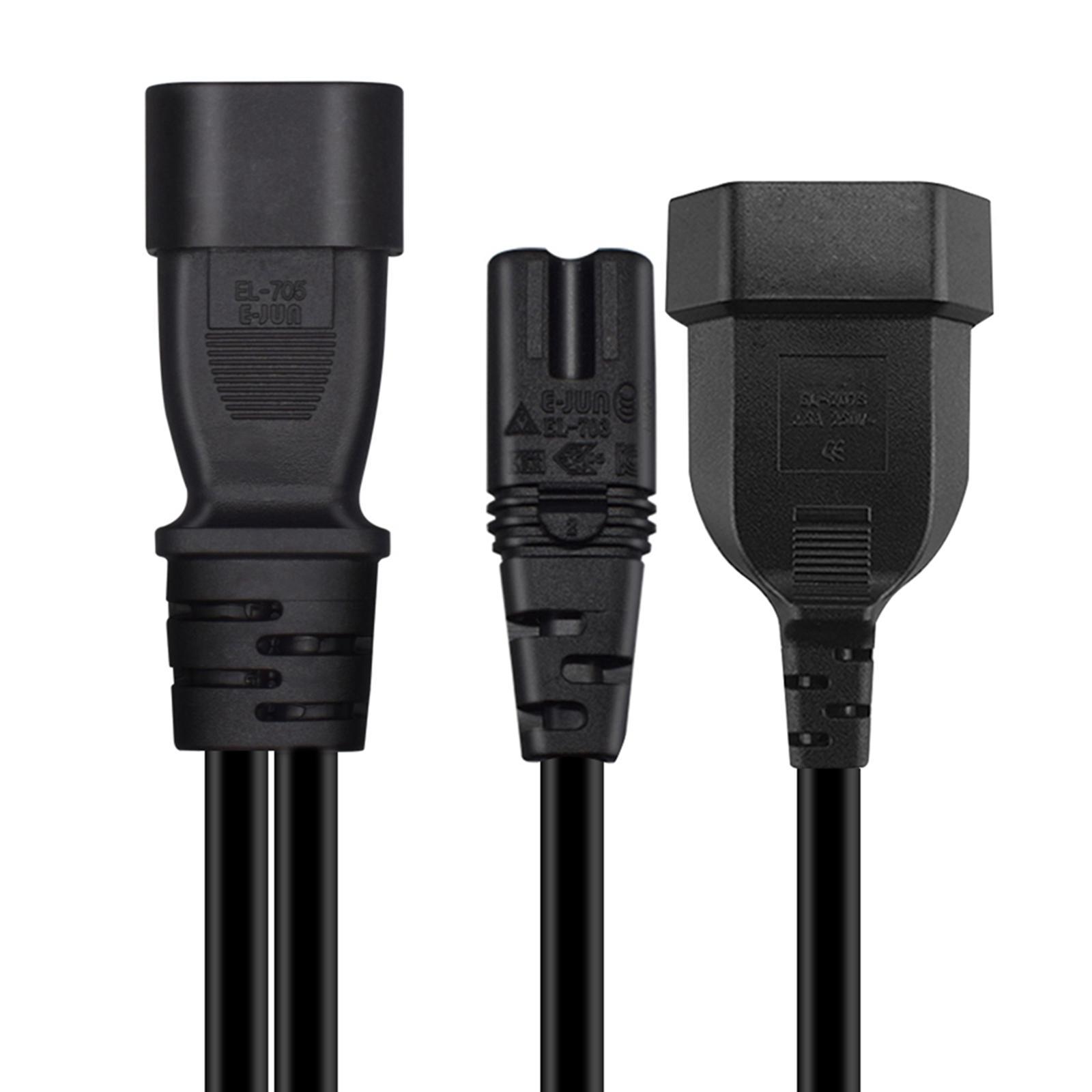 IEC 320 C14 Male to C7+European Female Y Split Power Adapter Cord 1